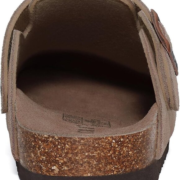 Women's Suede Clogs Casual Slip-On with Cork Footbed and Back Strap - Picture 5 of 6